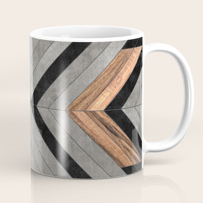 Urban Tribal Pattern No.2 - Concrete and Wood Coffee Mug Gallery Image 1