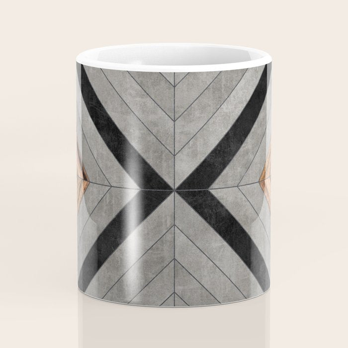 Urban Tribal Pattern No.2 - Concrete and Wood Coffee Mug Gallery Image 4