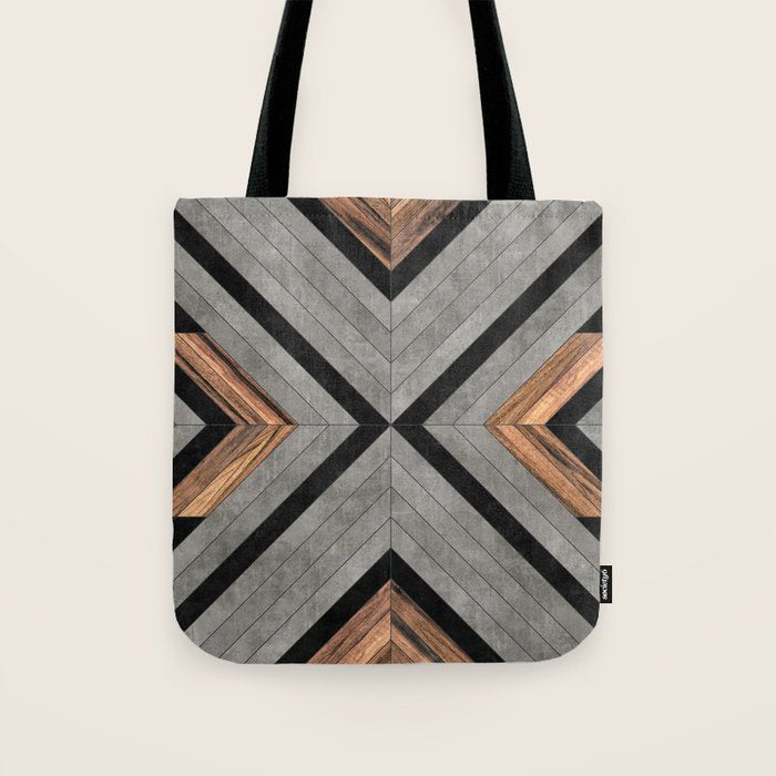 Urban Tribal Pattern No.2 - Concrete and Wood Tote Bag Gallery Image 1