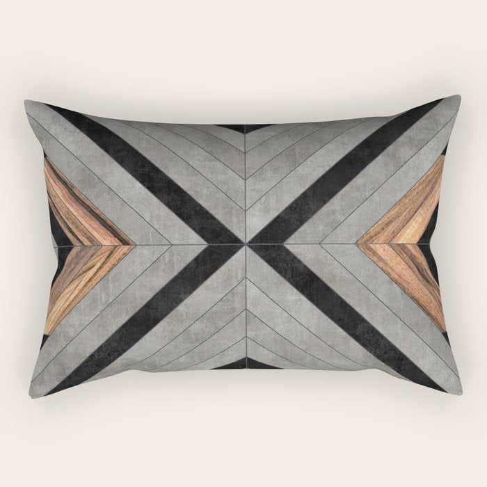 Urban Tribal Pattern No.2 - Concrete and Wood Rectangular Pillow Gallery Image 2
