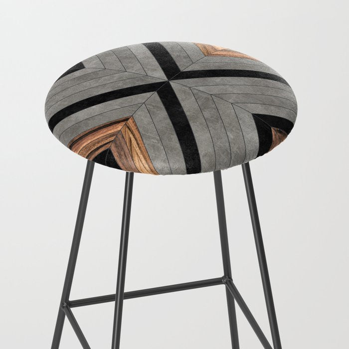 Urban Tribal Pattern No.2 - Concrete and Wood Stool Gallery Image 2