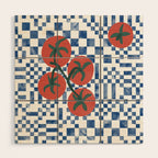 Tomatoes Checkered Grid Wood Wall Art Gallery Image 1