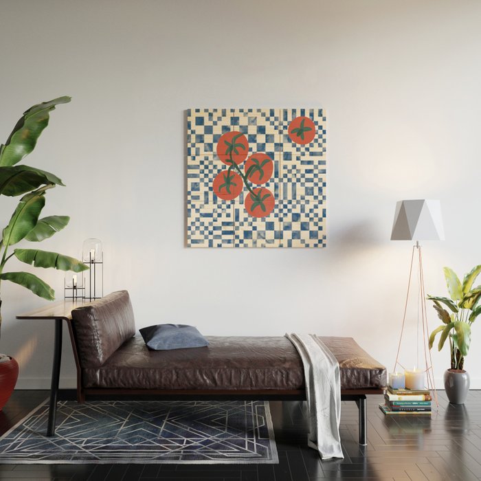 Tomatoes Checkered Grid Wood Wall Art Gallery Image 2
