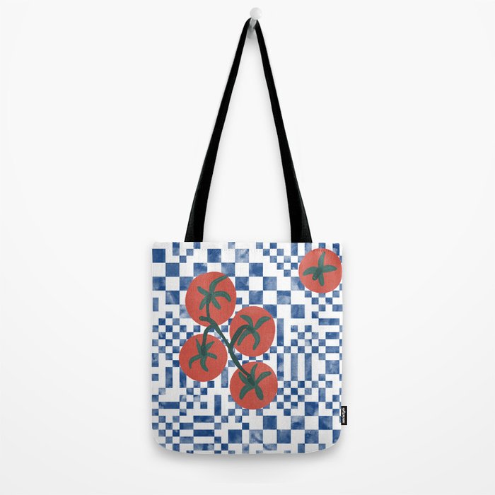Tomatoes Checkered Grid Tote Bag Gallery Image 2