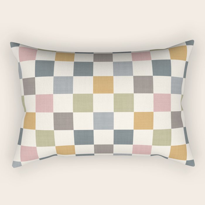 Retro Country Earthy Chequered board Rectangular Pillow Gallery Image 1