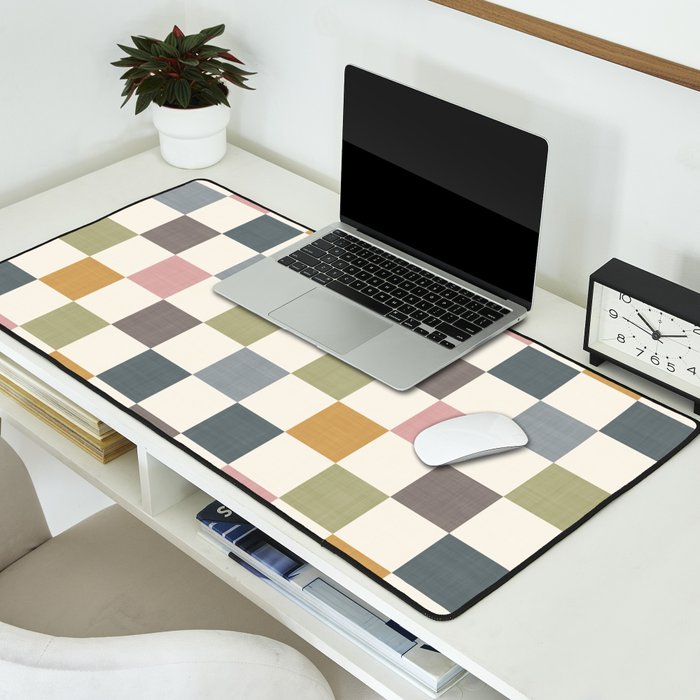 Retro Country Earthy Chequered board Desk Mat Gallery Image 2
