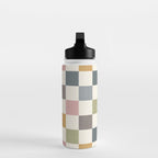 Retro Country Earthy Chequered board Water Bottle Gallery Image 3