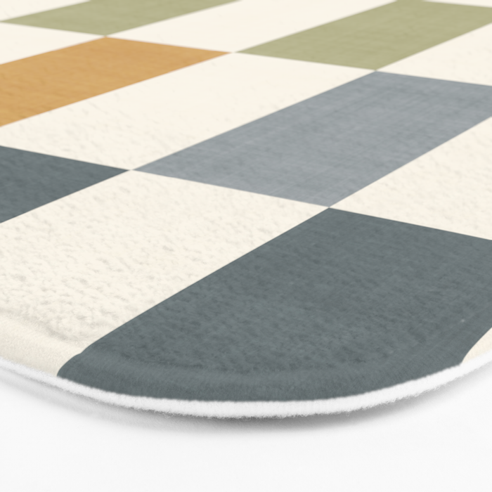 Retro Country Earthy Chequered board Bath Mat Gallery Image 3