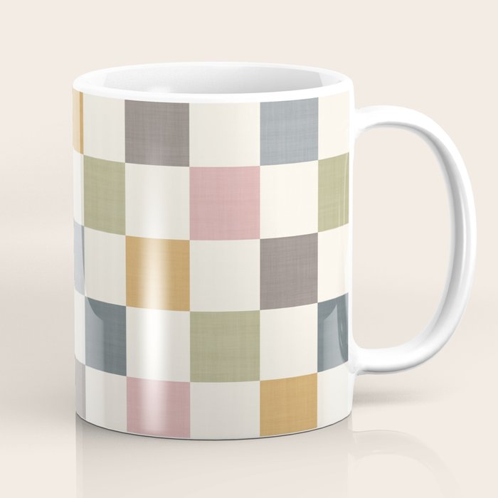 Retro Country Earthy Chequered board Coffee Mug Gallery Image 1