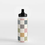 Retro Country Earthy Chequered board Water Bottle Gallery Image 2