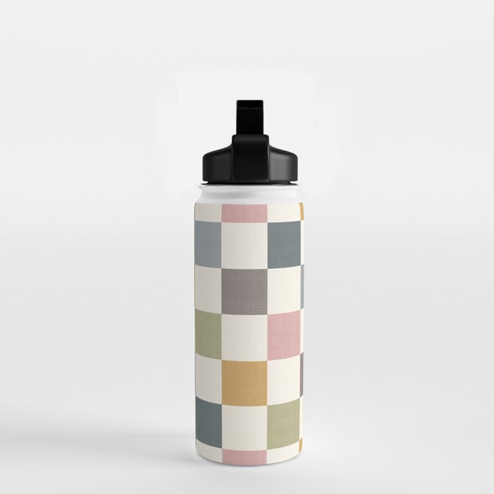 Retro Country Earthy Chequered board Water Bottle Gallery Image 2
