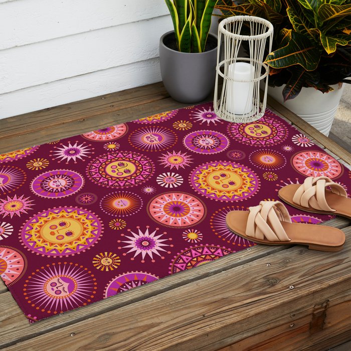 Here Comes the Sun - Pink and Magenta Outdoor Rug Gallery Image 2