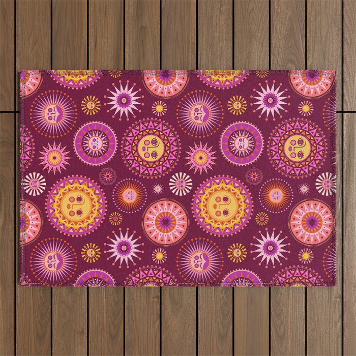 Here Comes the Sun - Pink and Magenta Outdoor Rug Gallery Image 1
