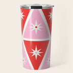 Retro Christmas Triangles | Red & Pink Travel Mug Gallery Image 1