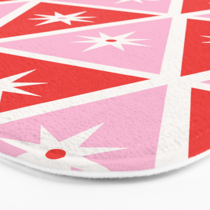 Retro Christmas Triangles | Red & Pink Bath Mat Gallery Image 3