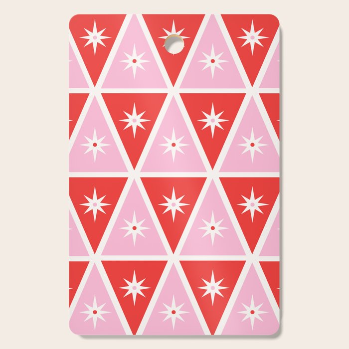 Retro Christmas Triangles | Red & Pink Cutting Board Gallery Image 1