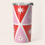 Retro Christmas Triangles | Red & Pink Travel Mug Gallery Image 2