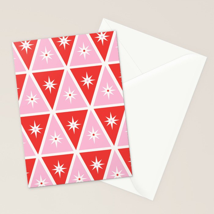 Retro Christmas Triangles | Red & Pink Stationery Card Gallery Image 2