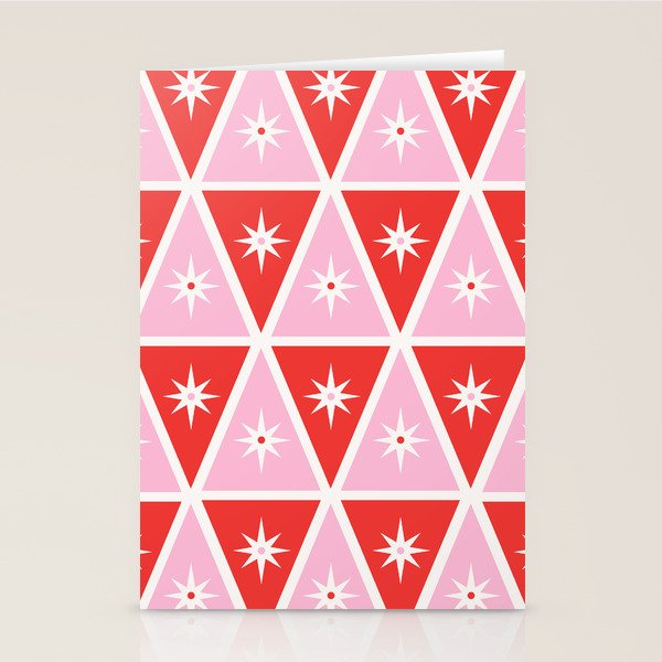 Retro Christmas Triangles | Red & Pink Stationery Card Gallery Image 2