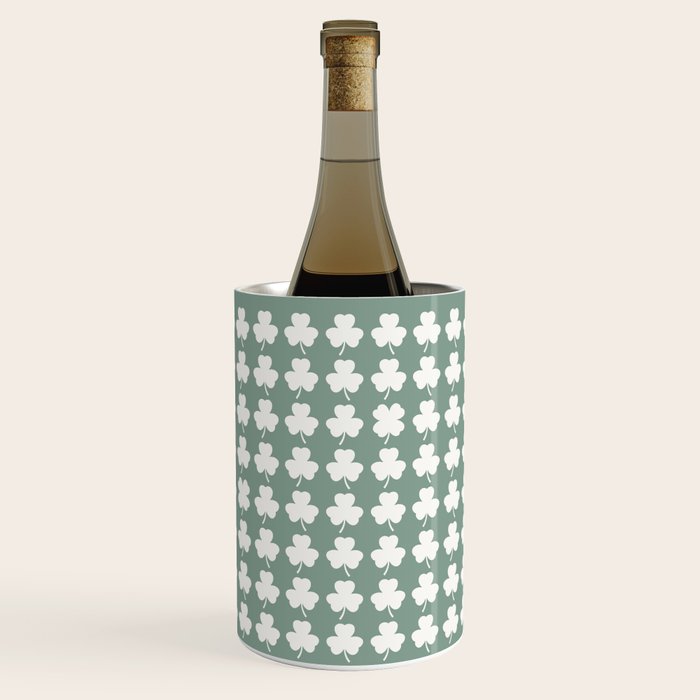 Clovers XXXIII Sage Green Botanical Pattern Wine Chiller Gallery Image 3
