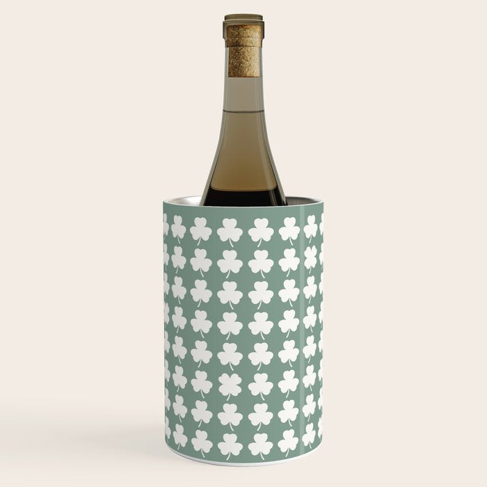 Clovers XXXIII Sage Green Botanical Pattern Wine Chiller Gallery Image 2