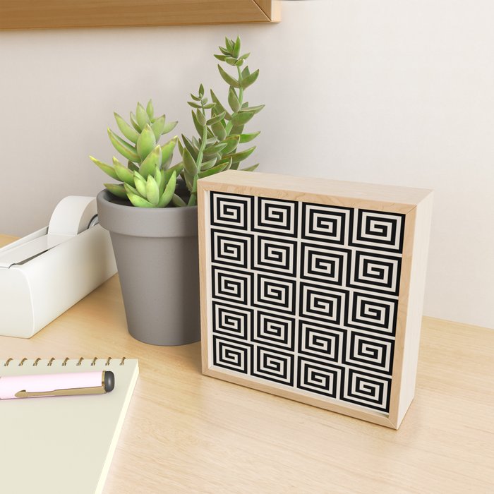 Greek Key Pattern 123 Black and Linen White Mini Art Print Gallery Image 2