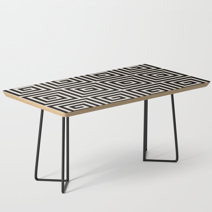 Greek Key Pattern 123 Black and Linen White Coffee Table Gallery Image 1