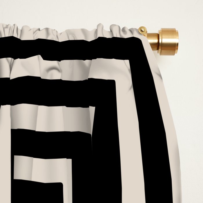 Greek Key Pattern 123 Black and Linen White Window Curtain Gallery Image 2