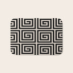 Greek Key Pattern 123 Black and Linen White Bath Mat Gallery Image 1