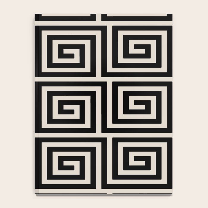 Greek Key Pattern 123 Black and Linen White Notebook Gallery Image 4