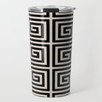 Greek Key Pattern 123 Black and Linen White Travel Mug Gallery Image 1