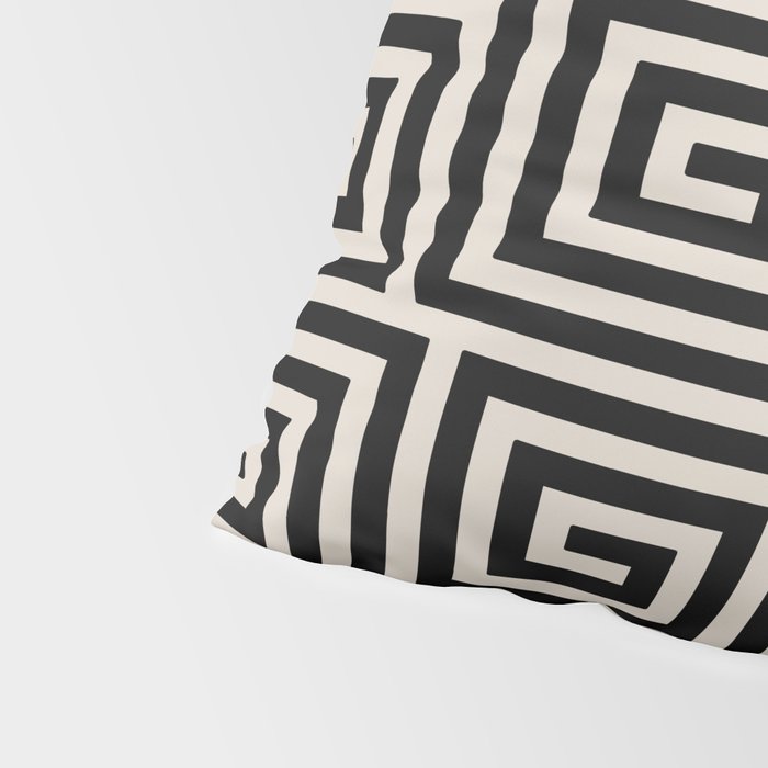 Greek Key Pattern 123 Black and Linen White Pillow Sham Gallery Image 4
