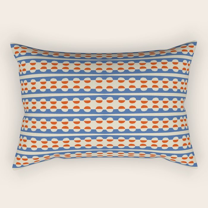 Dots and Lines - Blue and Red Rectangular Pillow Gallery Image 2