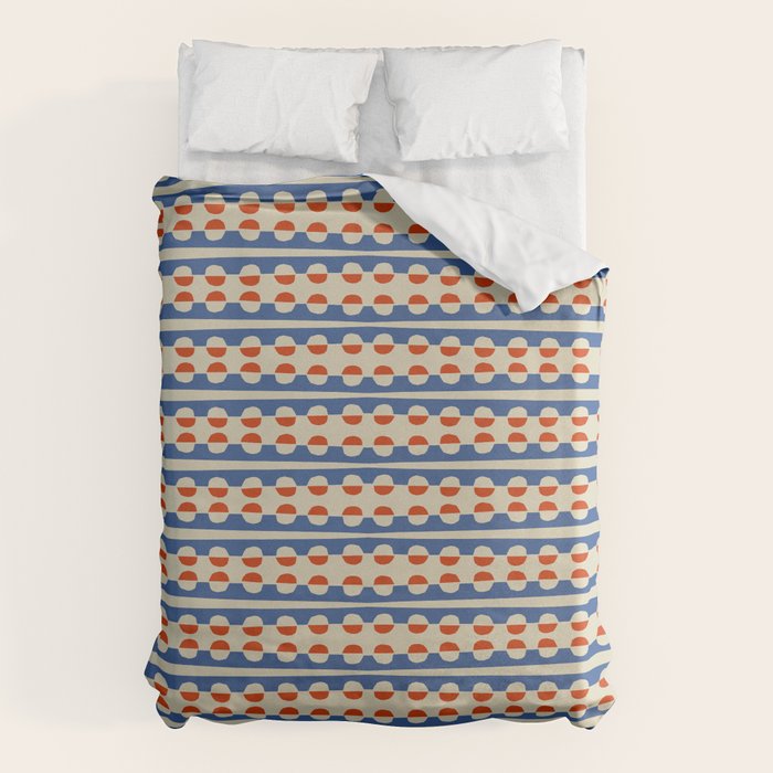 Dots and Lines - Blue and Red Duvet Cover Gallery Image 1
