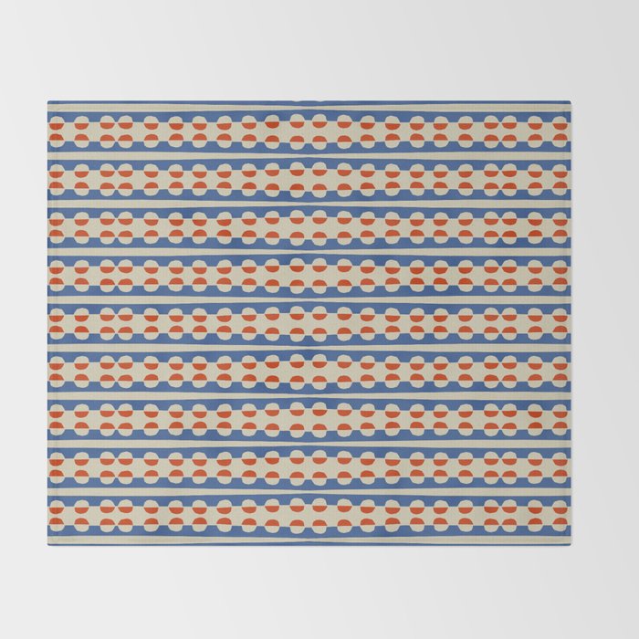 Dots and Lines - Blue and Red Throw Blanket Gallery Image 2
