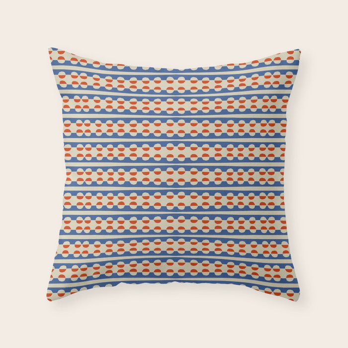 Dots and Lines - Blue and Red Throw Pillow Gallery Image 6