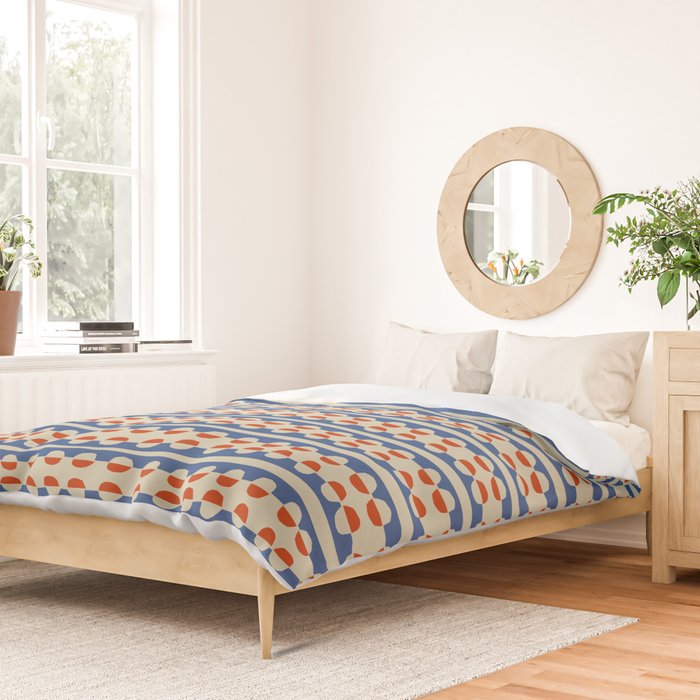 Dots and Lines - Blue and Red Duvet Cover Gallery Image 2