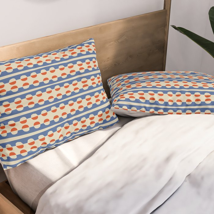 Dots and Lines - Blue and Red Pillow Sham Gallery Image 2