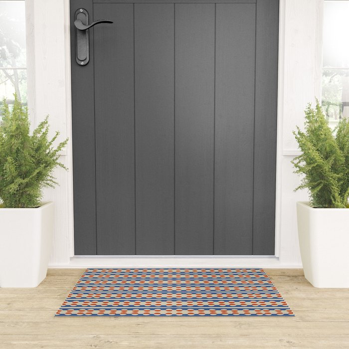 Dots and Lines - Blue and Red Welcome Mat Gallery Image 3