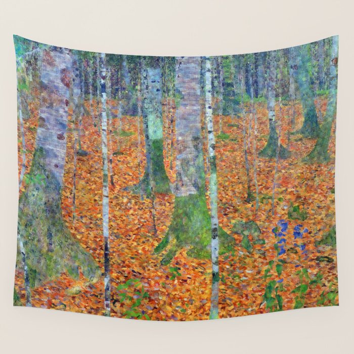 Gustav Klimt Birch Forest Wall Tapestry Gallery Image 4