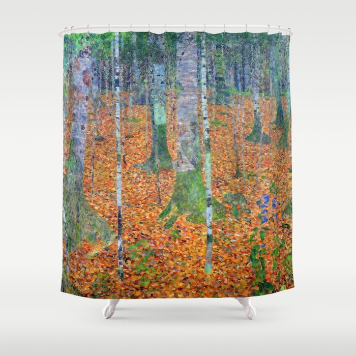 Gustav Klimt Birch Forest Shower Curtain Gallery Image 1