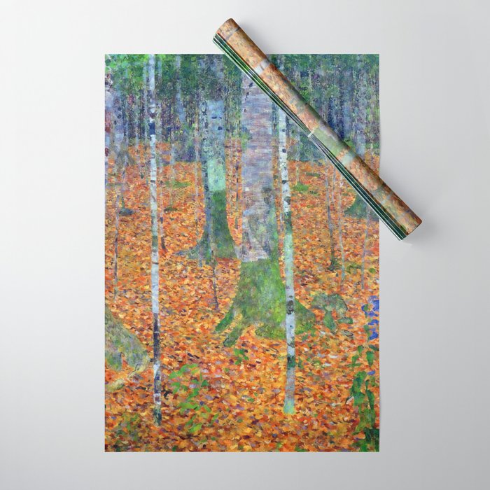 Gustav Klimt Birch Forest Wrapping Paper Gallery Image 1
