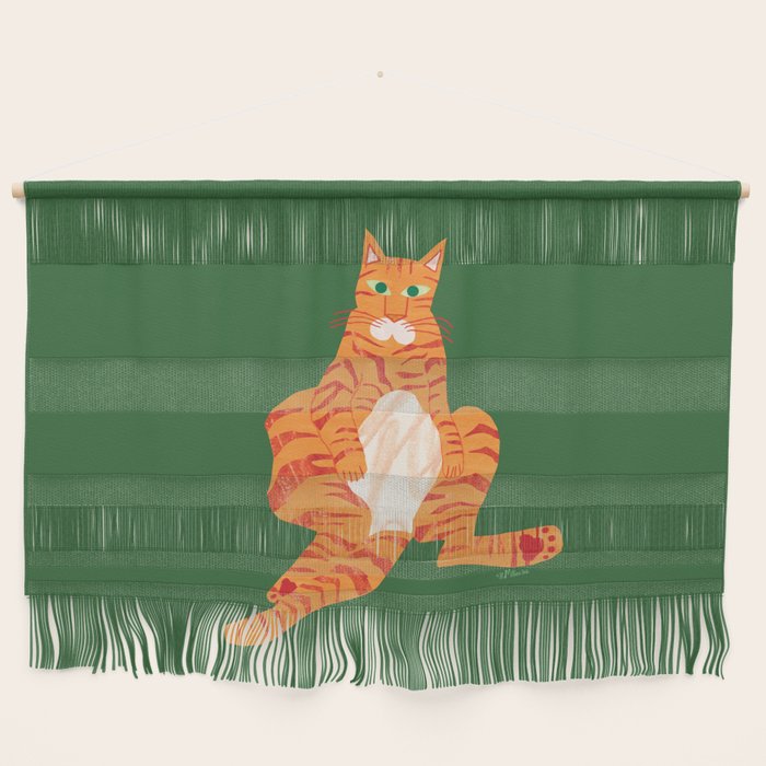Chill Cat in Orange & Green Wall Hanging Gallery Image 1