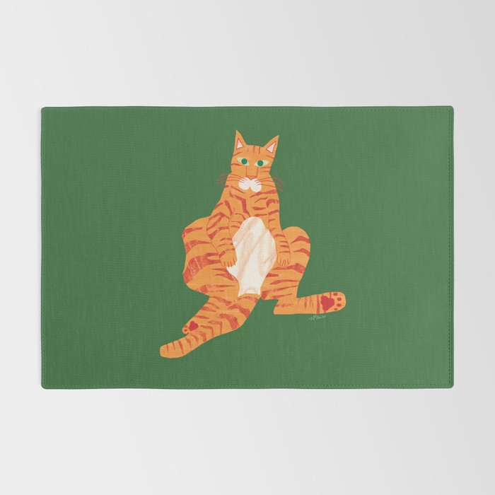 Chill Cat in Orange & Green Rug Gallery Image 2