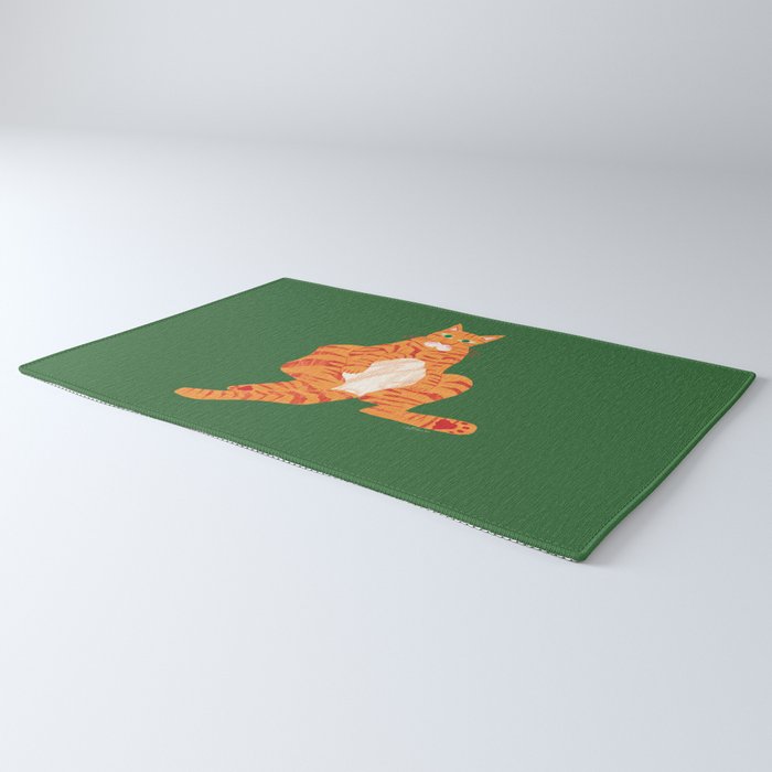 Chill Cat in Orange & Green Rug Gallery Image 3