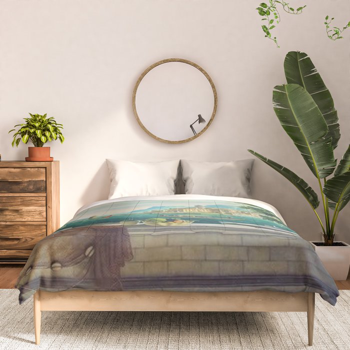 Capriccio of a Mediterranean Seaport Landscape No. 2 by Rex Whistler Comforter Gallery Image 3