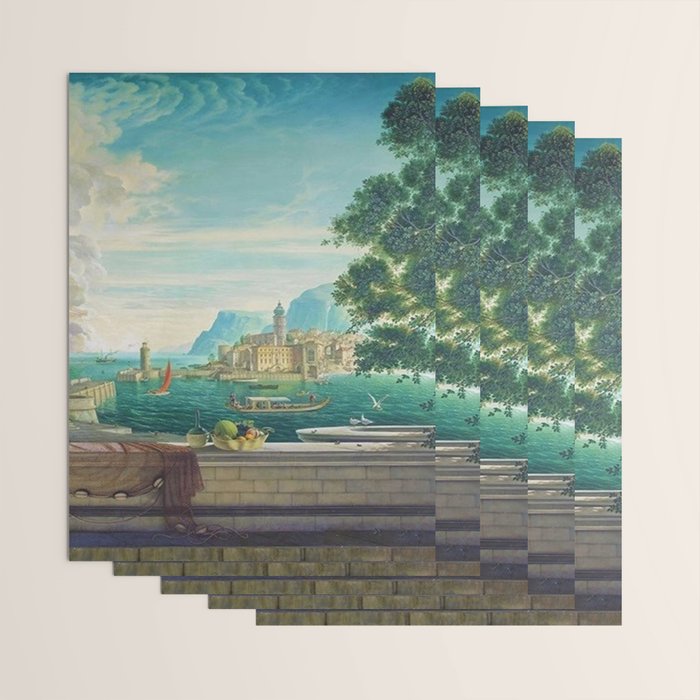 Capriccio of a Mediterranean Seaport Landscape No. 2 by Rex Whistler Wrapping Paper Gallery Image 3