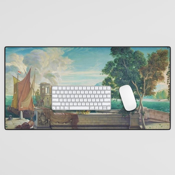 Capriccio of a Mediterranean Seaport Landscape No. 2 by Rex Whistler Desk Mat Gallery Image 1