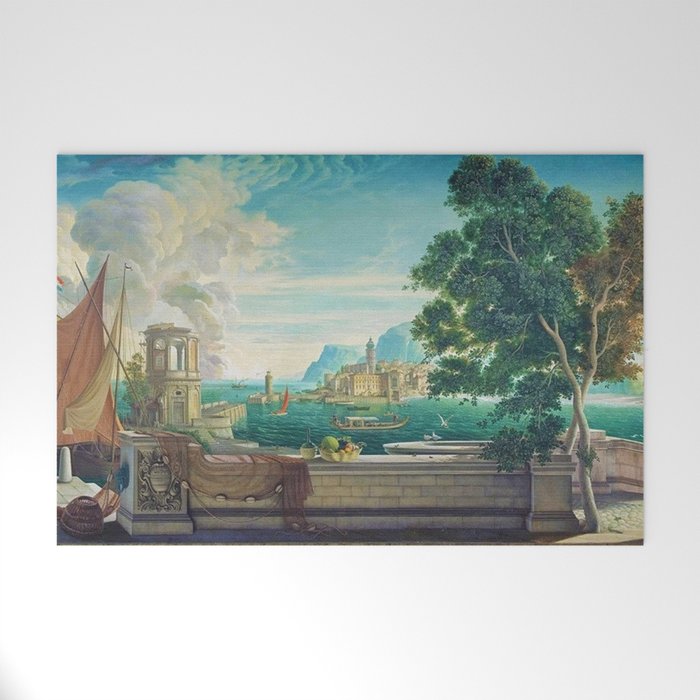 Capriccio of a Mediterranean Seaport Landscape No. 2 by Rex Whistler Welcome Mat Gallery Image 1