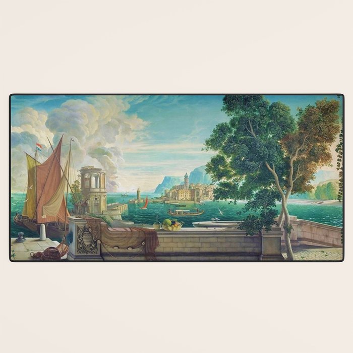 Capriccio of a Mediterranean Seaport Landscape No. 2 by Rex Whistler Desk Mat Gallery Image 3